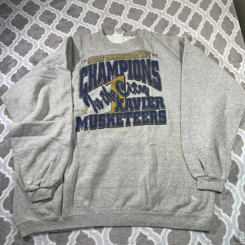 Santee Sweatshirt Men XXL Gray 1999 Xavier Musketeers Cross Town Shootout Vtg